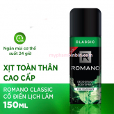 Xịt Khử Mùi Romano 150ml